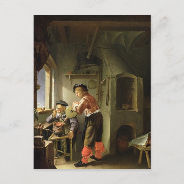 An Alchemist and his Assistant in their Workshop Postcard (Front)
