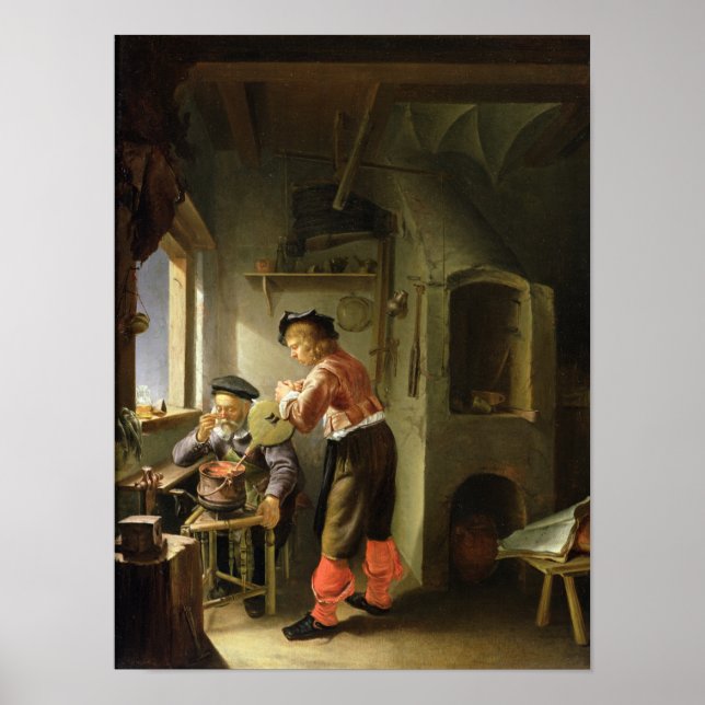 An Alchemist and his Assistant in their Workshop Poster (Front)