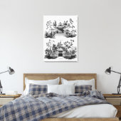 An Alcove and a Cool Retreat, from 'Chinese Archit Canvas Print (Insitu(Bedroom))