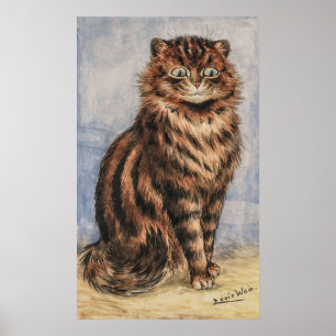 An Alert Tabby by Louis William Wain Poster