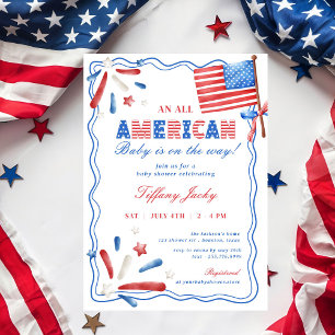 An All American Baby 4th of July  Baby Shower Invitation