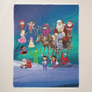 An Amazing Festive Beach Scene with Santa Claus Sherpa Blanket