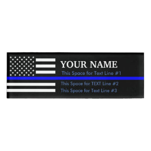 An American Thin Blue Line Name Display Tag