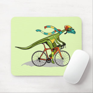 An Anabisetia Dinosaur Riding A Bicycle. Mouse Mat