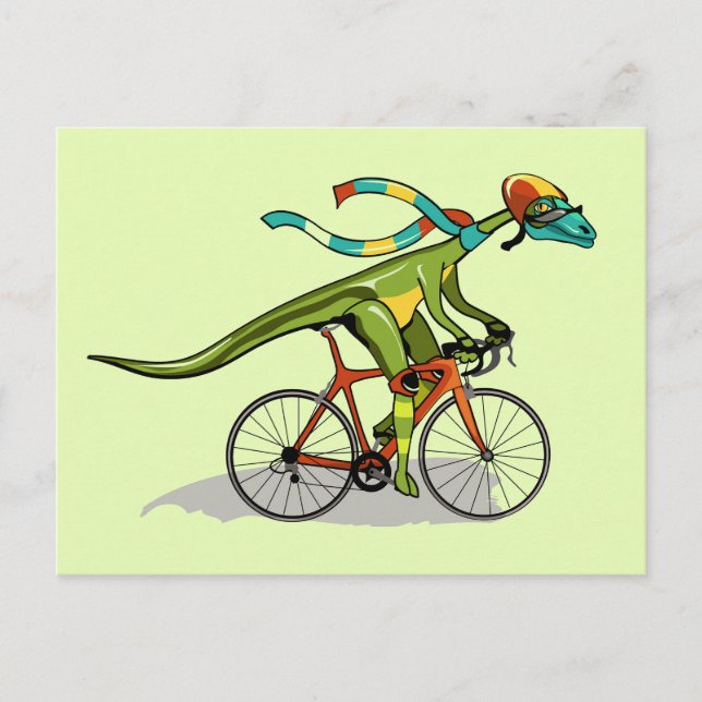 An Anabisetia Dinosaur Riding A Bicycle. Postcard (Front)