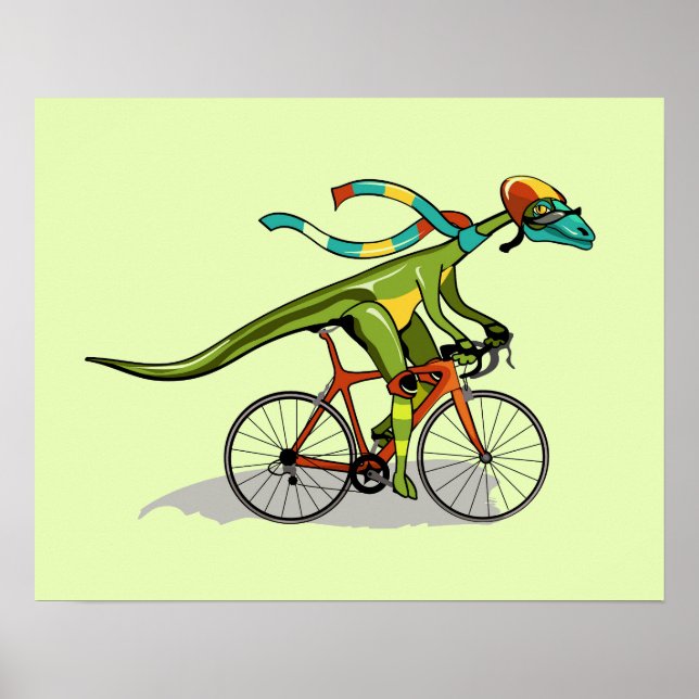 An Anabisetia Dinosaur Riding A Bicycle. Poster (Front)