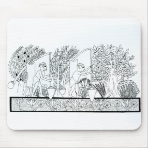 An ancient Egyptian garden (engraving) (b/w photo) Mouse Mat