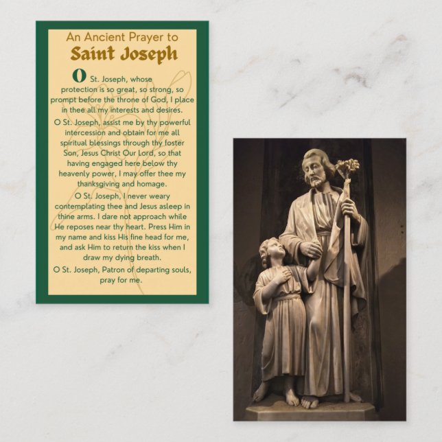 An Ancient Prayer to St Joseph Prayer Cards (Front/Back)
