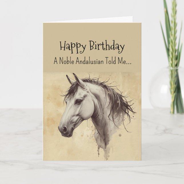 An Andalusian Horse Personality Birthday Card (Front)