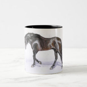 An andalusian HORSE walking, handpainted stallion Two-Tone Coffee Mug