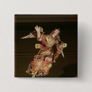 An angel above the altarpiece 15 cm square badge