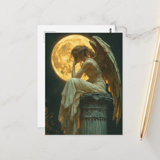 An angel and the moon postcard (Front/Back In Situ)