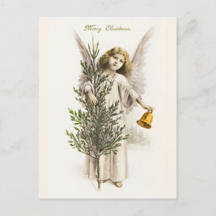 An angel holding a Christmas bell Vintage Holiday