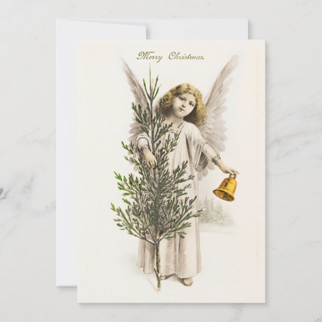 An angel holding a Christmas bell Vintage Holiday (Front)