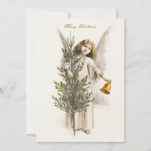 An angel holding a Christmas bell Vintage