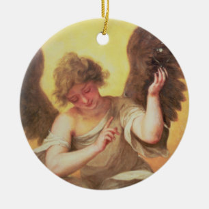 An Angel holding a Glass Flask Ceramic Tree Decoration