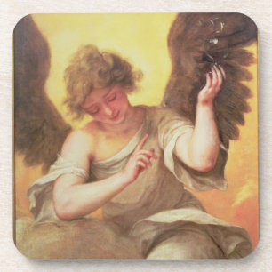 An Angel holding a Glass Flask Coaster