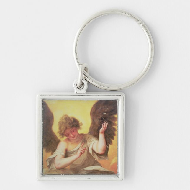 An Angel holding a Glass Flask Key Ring (Front)