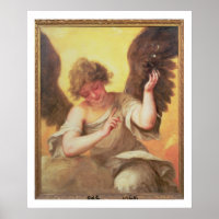 An Angel holding a Glass Flask