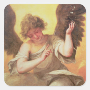 An Angel holding a Glass Flask Square Sticker