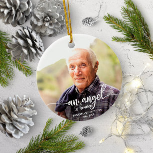 An Angel In Heaven Personalised Photo Memorial Ceramic Tree Decoration