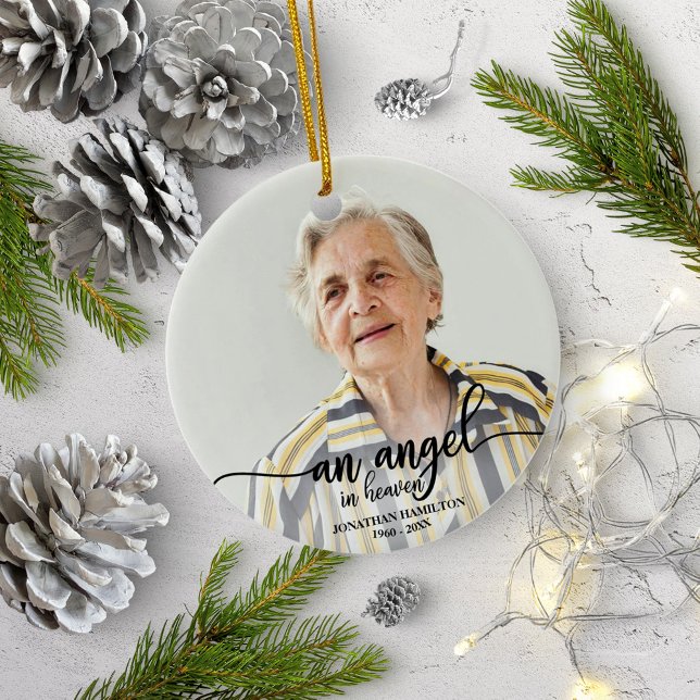An Angel In Heaven Personalised Photo Memorial Ceramic Tree Decoration (Creator Uploaded)
