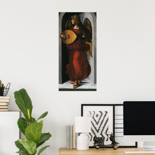 An Angel in Red with a Lute by Leonardo da Vinci Poster (Home Office)