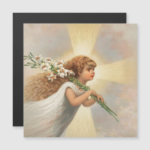 An angel in the sky holding lilies christmas holid