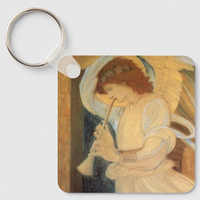 An Angel Playing a Flageolet By Burne Jones Key Ring (Front)