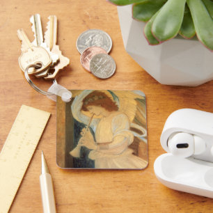 An Angel Playing a Flageolet By Burne Jones Key Ring