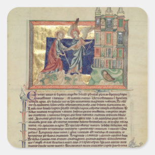 An angel showing the New Jerusalem Square Sticker
