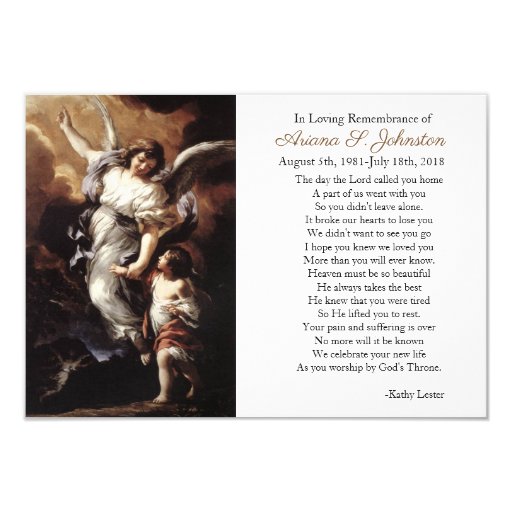 Image of An Angel's Rescue Customised Sympathy Prayer Card