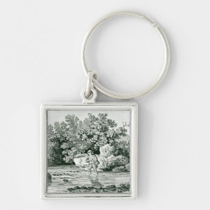 An Angler in a River Pool, from 'British Key Ring