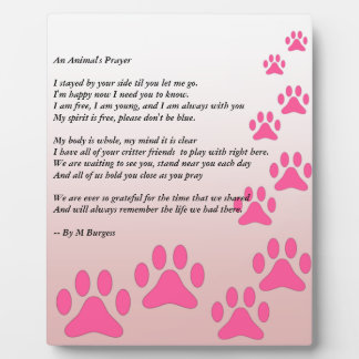 An Animal's Prayer - Plaque
