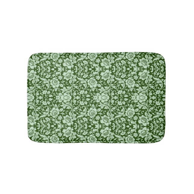 An antique floral damask bath mat (Front)