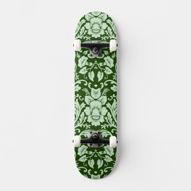 An antique floral damask skateboard (Front)