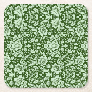 An antique floral damask square paper coaster
