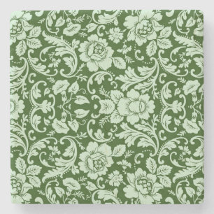 An antique floral damask stone coaster