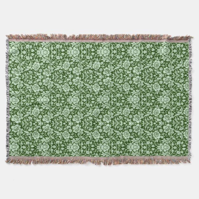 An antique floral damask throw blanket (Front)