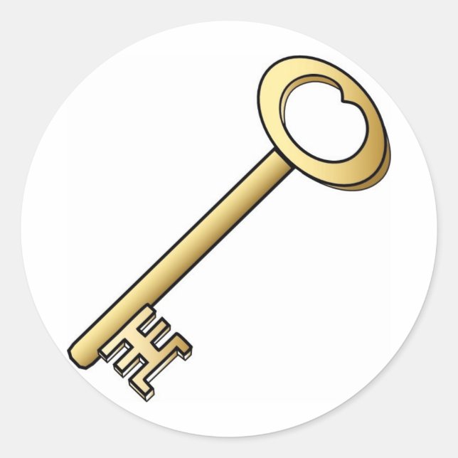 An Antique Gold Key Classic Round Sticker (Front)