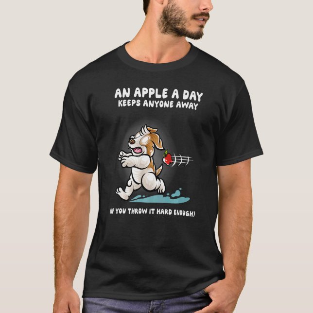 An Apple A Day Keeps Anyone Away Dog Jack Russell  T-Shirt (Front)