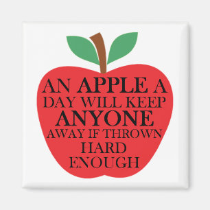 An apple a day square magnet