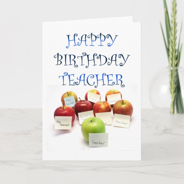 An apple for the teacher birthday card (Front)