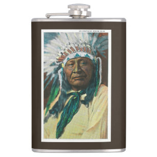 An Arapahoe Indian Chief PortraitColorado Hip Flask