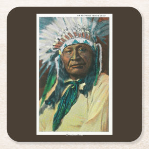 An Arapahoe Indian Chief PortraitColorado Square Paper Coaster