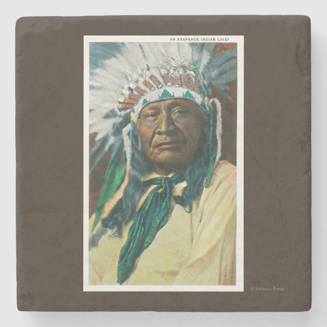 An Arapahoe Indian Chief PortraitColorado Stone Coaster (Front)