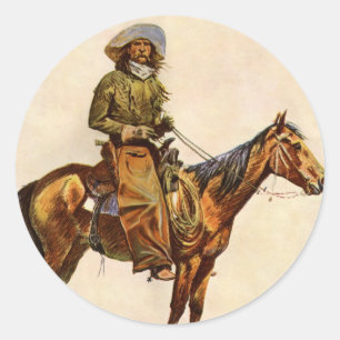 An Arizona Cowboy by Remington, Vintage Western Classic Round Sticker