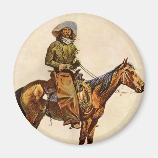 An Arizona Cowboy by Remington, Vintage Western Magnet (Front)