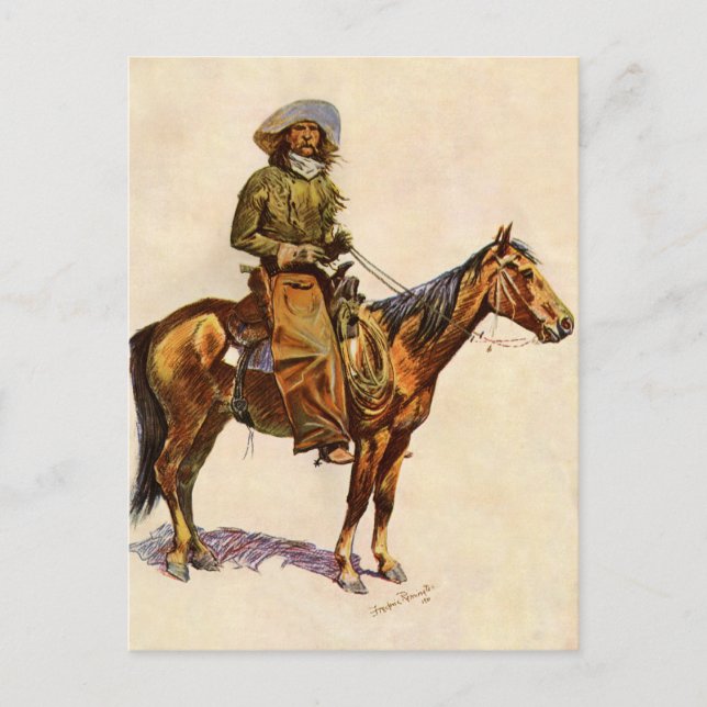 An Arizona Cowboy by Remington, Vintage Western Postcard (Front)