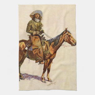 An Arizona Cowboy by Remington, Vintage Western Tea Towel